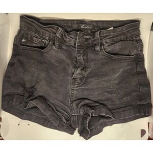 KanCan Shorts Womens Sz Medium Cut Off Black Denim Casual High Rise Distressed